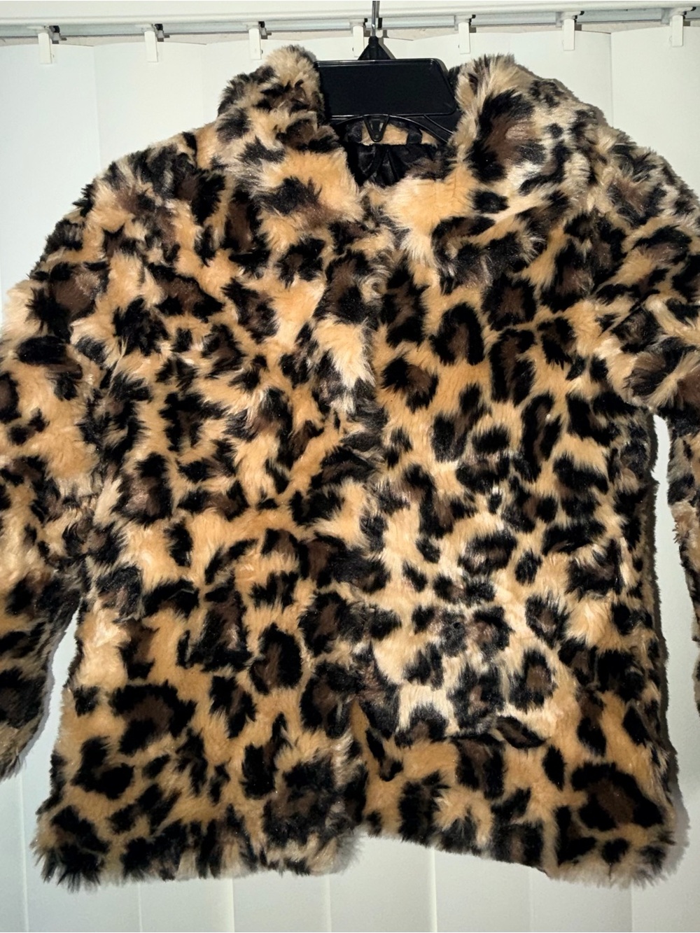 Est 1989 Place Girls Leopard Print Faux Fur Pea Coat EUC Size 5/6